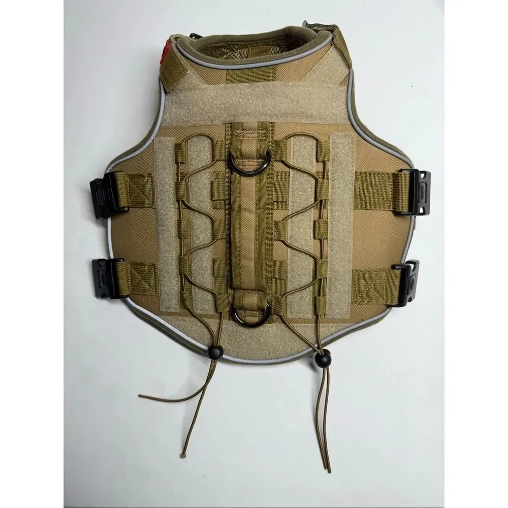 Nanificent Tactical Dog Harness Sz M Working Military Style MOLLE Vest Tan